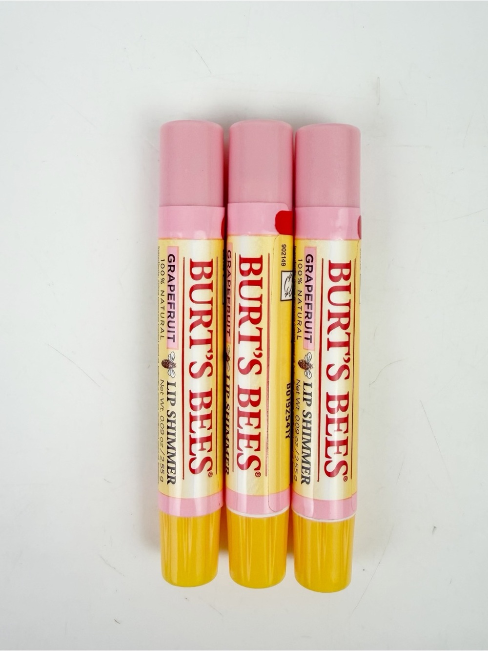THREE Burt's Bees Lip Shimmer Grapefruit Original Formula .09 oz ea NOS